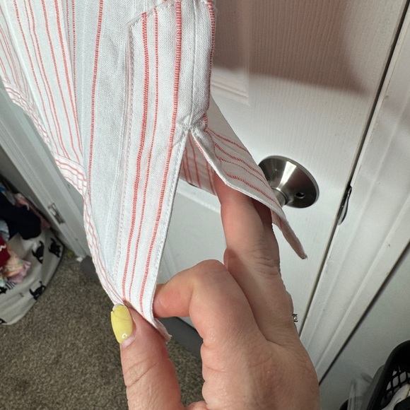 UNTUCKIT NWT Woman’s Durfort White With Pink Stiched Stripes Tunic Top Cotton - Picture 6 of 9